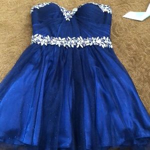 Royal blue strapless dress